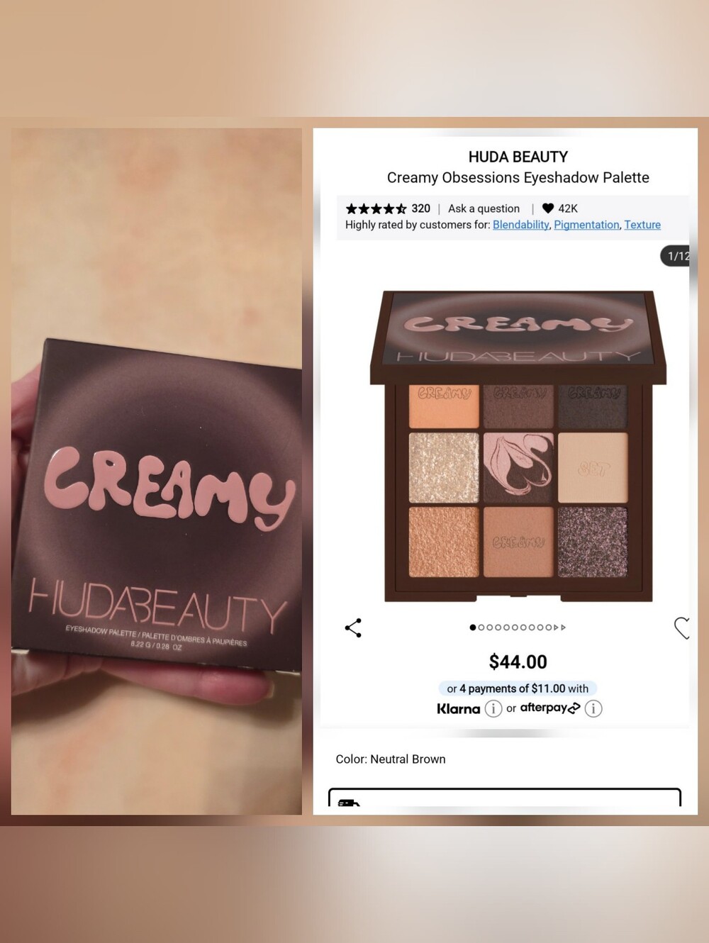 HUDA BEAUTY Creamy Obsessions Eyeshadow Palette - Neutral Brown